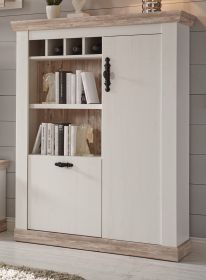 Highboard Rovola in Pinie weiß / Oslo Pinie Landhaus Kommode 105 x 146 cm Highboard Rovola in Pinie weiß / Oslo Pinie Landhaus Kommode 105 x 146 cm