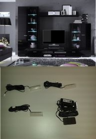 Glaskantenbeleuchtung 3er Set wei� Vitrinenbeleuchtung Glasboden M�bel Clip