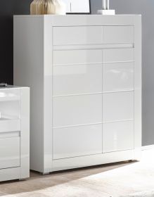 Kommode Nobile in Hochglanz weiß und Stone Design grau Sideboard 100 x 112 cm Kommode Nobile in Hochglanz weiß und Stone Design grau Sideboard 100 x 112 cm