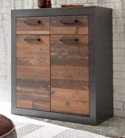 Kommode Ward in Old Used Wood Shabby Design mit Matera grau Schuhschrank 92 x 104 cm Kommode Ward in Old Used Wood Shabby Design mit Matera grau Schuhschrank 92 x 104 cm