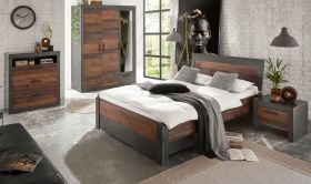 Schlafzimmer komplett Ward in Old Used Wood Shabby Design mit Matera grau Komplettzimmer mit Bett, Bettschubkasten, Kleiderschrank, Kommode und Nachttisch Schlafzimmer komplett Ward in Old Used Wood Shabby Design mit Matera grau Komplettzimmer mit Bett, Bettschubkasten, Kleiderschrank, Kommode und Nachttisch