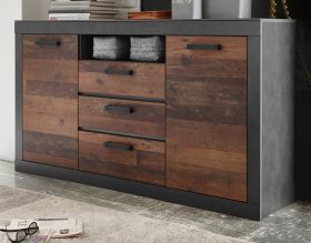 Sideboard Ward in Old Used Wood Shabby Design mit Matera grau Kommode 153 x 87 cm Sideboard Ward in Old Used Wood Shabby Design mit Matera grau Kommode 153 x 87 cm