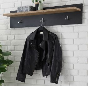 Garderobenpaneel Beveren in Kastanie und Fresco grau Flur Wandgarderobe 107 x 23 cm Garderobenpaneel Beveren in Kastanie und Fresco grau Flur Wandgarderobe 107 x 23 cm