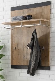 Garderobenpaneel Beveren in Kastanie und Fresco grau Flur Wandgarderobe 80 x 107 cm Garderobenpaneel Beveren in Kastanie und Fresco grau Flur Wandgarderobe 80 x 107 cm