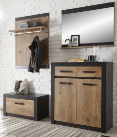 Garderobenkombination Beveren in Kastanie und Fresco grau Garderobe Set 4-teilig 192 x 200 cm Garderobenkombination Beveren in Kastanie und Fresco grau Garderobe Set 4-teilig 192 x 200 cm