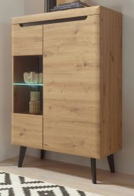 Vitrine Ronson in Artisan Eiche und schwarz Highboard skandinavisch 90 x 134 cm Vitrine Ronson in Artisan Eiche und schwarz Highboard skandinavisch 90 x 134 cm