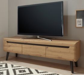TV-Lowboard Ronson in Artisan Eiche und schwarz TV-Unterteil skandinavisch 160 x 50 cm TV-Lowboard Ronson in Artisan Eiche und schwarz TV-Unterteil skandinavisch 160 x 50 cm