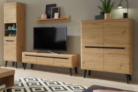 Wohnwand Ronson in Artisan Eiche und schwarz Wohnkombination 4-teilig skandinavisch 360 x 197 cm Wohnwand Ronson in Artisan Eiche und schwarz Wohnkombination 4-teilig skandinavisch 360 x 197 cm