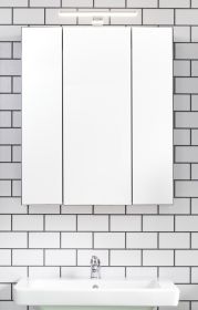 Badezimmer Spiegelschrank Monte in grau Badschrank 3-türig 60 x 74 cm