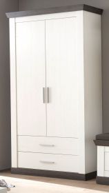 Garderobenschrank Corela in Pinie weiß und Wenge Landhaus Garderobe oder großer Schuhschrank 107 x 201 cm