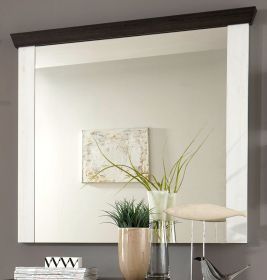 Garderobenspiegel Corela in Pinie weiß und Wenge Landhaus Spiegel 107 x 110 cm
