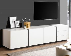 TV-Lowboard Design-M in weiß matt und Fresco grau Flat TV Unterschrank 210 x 50 cm