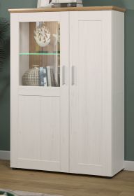 Vitrine Shade in Andersen Pinie weiß und Artisan Eiche Landhaus Vitrinenschrank 95 x 140 cm Vitrine Shade in Andersen Pinie weiß und Artisan Eiche Landhaus Vitrinenschrank 95 x 140 cm