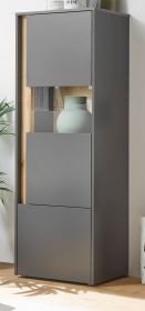 Vitrine Center in grau matt und Wotan Eiche Vitrinenschrank 50 x 155 cm Vitrine Center in grau matt und Wotan Eiche Vitrinenschrank 50 x 155 cm