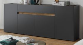 Sideboard Center in grau matt und Wotan Eiche Kommode 220 x 87 cm Sideboard Center in grau matt und Wotan Eiche Kommode 220 x 87 cm