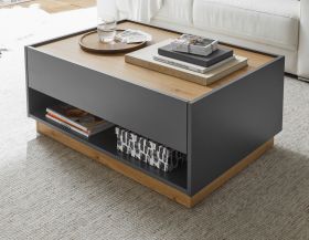 Couchtisch Center in grau matt und Wotan Eiche Wohnzimmertisch 90 x 60 cm Couchtisch Center in grau matt und Wotan Eiche Wohnzimmertisch 90 x 60 cm