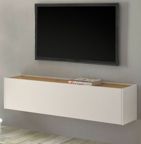 TV-Lowboard Center in weiß und Wotan Eiche TV-Unterteil hängend 150 x 35 cm Hängeschrank TV-Lowboard Center in weiß und Wotan Eiche TV-Unterteil hängend 150 x 35 cm Hängeschrank