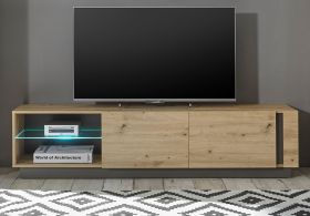 TV-Lowboard Louna in Eiche Artisan und Graphit grau TV-Unterteil 188 x 46 cm TV-Lowboard Louna in Eiche Artisan und Graphit grau TV-Unterteil 188 x 46 cm