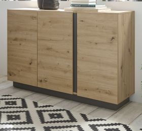 Sideboard Louna in Eiche Artisan und Graphit grau Kommode 138 x 91 cm Sideboard Louna in Eiche Artisan und Graphit grau Kommode 138 x 91 cm