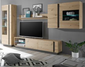 Wohnwand Louna in Eiche Artisan und Graphit grau Wohnkombination 4-teilig 315 x 194 cm Schrankwand Wohnwand Louna in Eiche Artisan und Graphit grau Wohnkombination 4-teilig 315 x 194 cm Schrankwand
