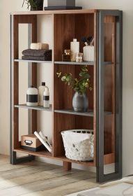 Badezimmer Regal Auburn in Eiche Stirling und Matera grau Badregal 90 x 140 cm Badezimmer Regal Auburn in Eiche Stirling und Matera grau Badregal 90 x 140 cm