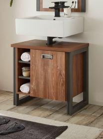 Badezimmer Waschbeckenunterschrank Auburn in Eiche Stirling und Matera grau Badmöbel Unterschrank 61 x 62 cm Badezimmer Waschbeckenunterschrank Auburn in Eiche Stirling und Matera grau Badmöbel Unterschrank 61 x 62 cm