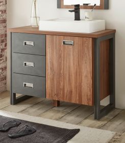 Waschbeckenunterschrank MIT Waschbecken Auburn in Eiche Stirling und Matera grau Badmöbel Waschtisch 91 x 75 cm Waschbeckenunterschrank MIT Waschbecken Auburn in Eiche Stirling und Matera grau Badmöbel Waschtisch 91 x 75 cm