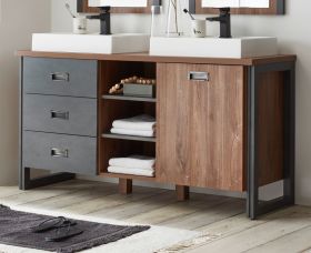 Doppelwaschtisch Auburn in Eiche Stirling und Matera grau Waschtisch Set inkl. 2 x Waschbecken 138 x 75 cm Doppelwaschtisch Auburn in Eiche Stirling und Matera grau Waschtisch Set inkl. 2 x Waschbecken 138 x 75 cm