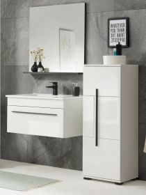 Badm�bel Set Design-D in wei� Hochglanz und schwarz Badkombination MIT Waschbecken 135 x 200 cm