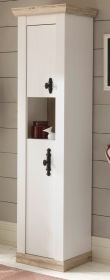 Badezimmer Hochschrank Rovola in Pinie weiß / Oslo Pinie Landhaus Badschrank 42 x 200 cm Badezimmer Hochschrank Rovola in Pinie weiß / Oslo Pinie Landhaus Badschrank 42 x 200 cm