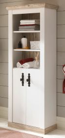 Badezimmer Hochschrank Rovola in Pinie weiß / Oslo Pinie Landhaus Badschrank 65 x 200 cm Badezimmer Hochschrank Rovola in Pinie weiß / Oslo Pinie Landhaus Badschrank 65 x 200 cm