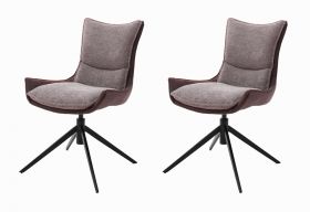 2 x Stuhl Kitami in rostbraun Chenille-Optik 4-Fußstuhl 360° drehbar Esszimmerstuhl 2er Set