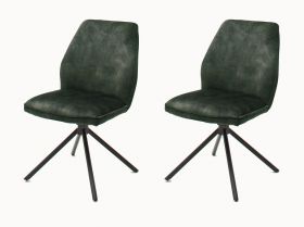 2 x Stuhl Ottawa in olive Vintage Velours-Optik Esszimmerstuhl 2er Set mit Komfortsitzhöhe
