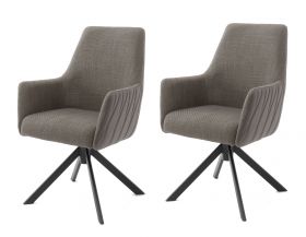 2 x Stuhl Reynosa in cappuccino Chenille-Optik 4-Fußstuhl 360° drehbar Esszimmerstuhl 2er Set mit Komfortsitzhöhe