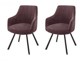 2 x Stuhl Sassello in merlot Chenille-Optik 4-Fußstuhl 180° drehbar Esszimmerstuhl 2er Set mit Komfortsitzhöhe