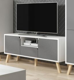 TV-Lowboard Edos in grau und weiß TV-Unterteil in Komforthöhe 140 x 70 cm
