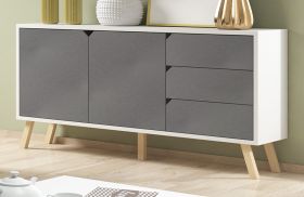 Sideboard Edos in grau und weiß Kommode 160 x 80 cm