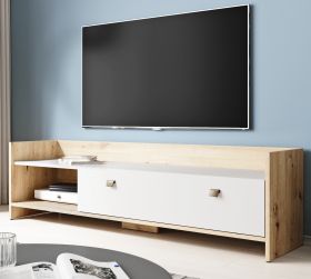 TV-Lowboard Close in Eiche Artisan und weiß TV-Unterteil 140 cm