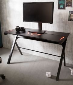 Gamingtisch mcRacing in schwarz Computertisch 120 x 60 cm Gaming Desk mit LED Farbwechsel