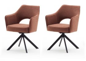 2 x Stuhl Tonala in rostbraun Velours-Optik 4-Fußstuhl 180° drehbar Esszimmerstuhl 2er Set mit Taschenfederkern
