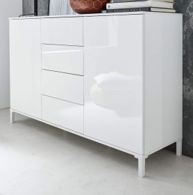 Sideboard Sheldon in weiß Hochglanz Lack Kommode 130 x 84 cm Sideboard Sheldon in weiß Hochglanz Lack Kommode 130 x 84 cm