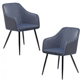 2 x Stuhl Savona in hellblau Samt 4-Fußstuhl Esszimmerstuhl 2er Set mit Armlehne