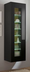 Vitrine Savanna in schwarz Hochglanz und Grandson Eiche Vitrinenschrank hängend / stehend 45 x 166 cm Vitrine Savanna in schwarz Hochglanz und Grandson Eiche Vitrinenschrank hängend / stehend 45 x 166 cm