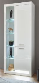 Vitrine Ladis in weiß Hochglanz Vitrinenschrank 80 x 195 cm Vitrine Ladis in weiß Hochglanz Vitrinenschrank 80 x 195 cm
