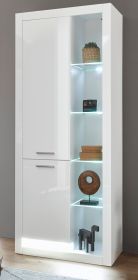 Vitrine Ladis in weiß Hochglanz Vitrinenschrank 80 x 195 cm Vitrine Ladis in weiß Hochglanz Vitrinenschrank 80 x 195 cm