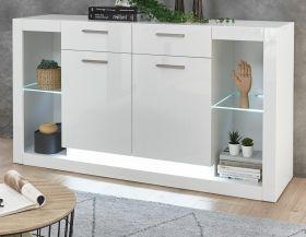 Sideboard Ladis in weiß Hochglanz Kommode 150 x 83 cm Sideboard Ladis in weiß Hochglanz Kommode 150 x 83 cm