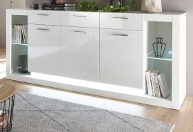 Sideboard Ladis in weiß Hochglanz Kommode 198 x 83 cm Sideboard Ladis in weiß Hochglanz Kommode 198 x 83 cm