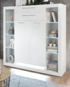Highboard Ladis in weiß Hochglanz Anrichte 141 x 139 cm Highboard Ladis in weiß Hochglanz Anrichte 141 x 139 cm
