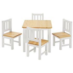BOMI® Kindersitzgruppe Amy in weiß und natur Sitzgruppe Kindertisch und 4 x Stuhl