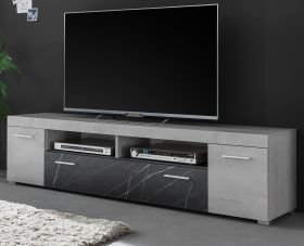 TV-Lowboard Riaza in grau und Marmor Optik anthrazit TV Unterteil 180 cm